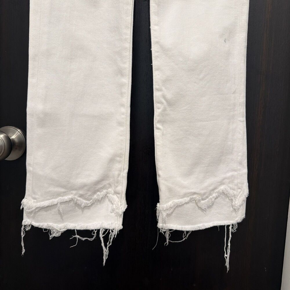 Good American Good Straight Raw Hem White Jeans 24 Coastal Cowgirl Streetwear - Picture 3 of 8